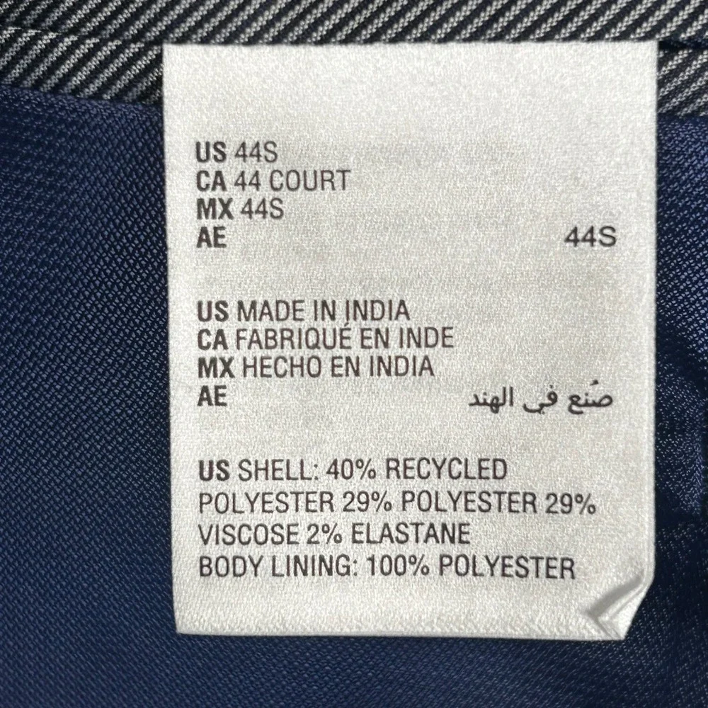 Alfani Blazer Navy Blue Mens 44S Slim Fit Recycled Blend EUC